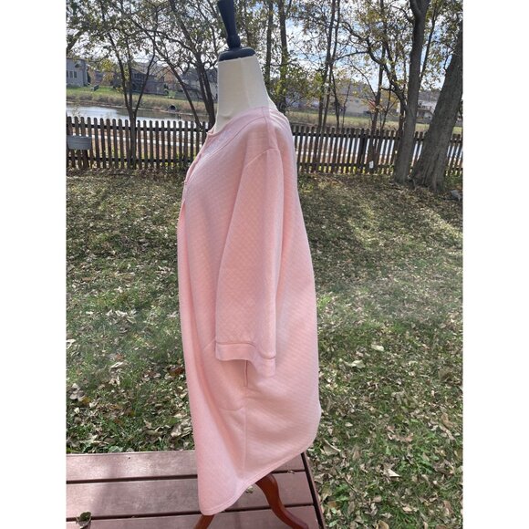 Soft Pink Quilted Zip-Front Nightgown Plus Size 2X 18W-20W Embroidered Neckline - Picture 3 of 9